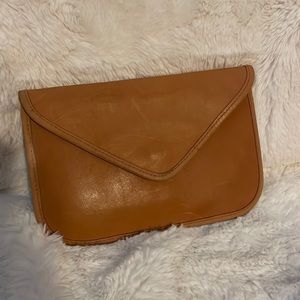Vintage EUC Camel Leather Michael Green Clutch